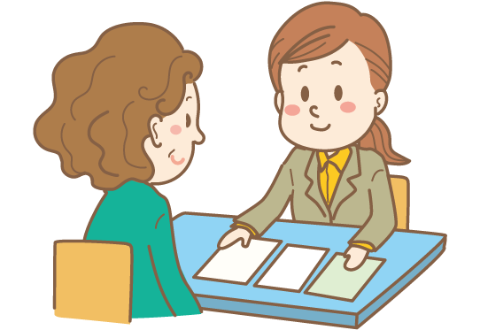 相談員に相談するシニア女性